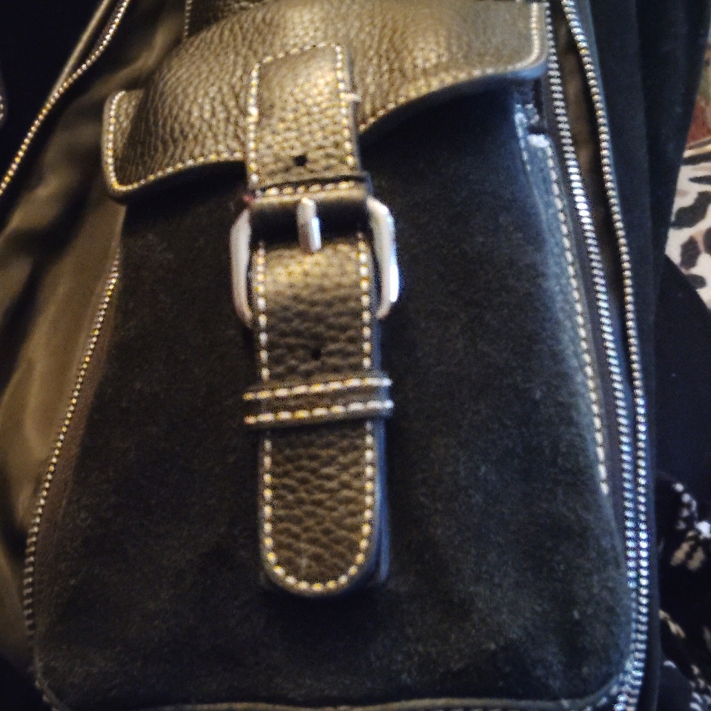 HUGE Lambertson Truex Black Suede Leather Bag Tote Overnight Laptop EXCELLENT - Picture 9 of 9